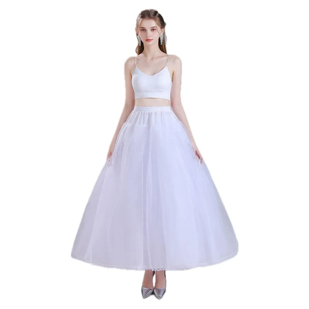WOWBRIDAL Long Hoopless Petticoat Crinoline Underskirt Slips for Wedding Dress
